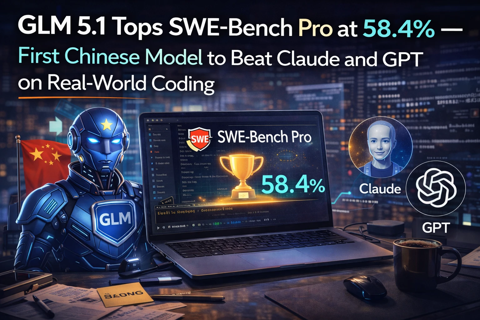 GLM 5.1 Tops SWE-Bench Pro at 58.4% — First Chinese Model to Beat Claude and GPT on Real-World Coding