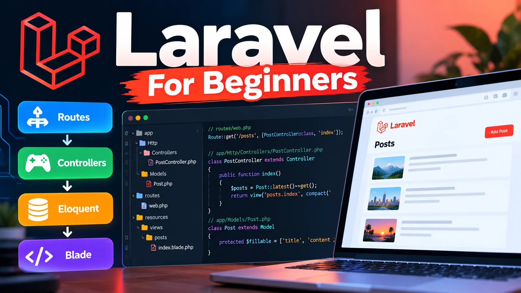 Laravel For Beginners: Build One Small App With Routes, Controllers, Eloquent And Blade